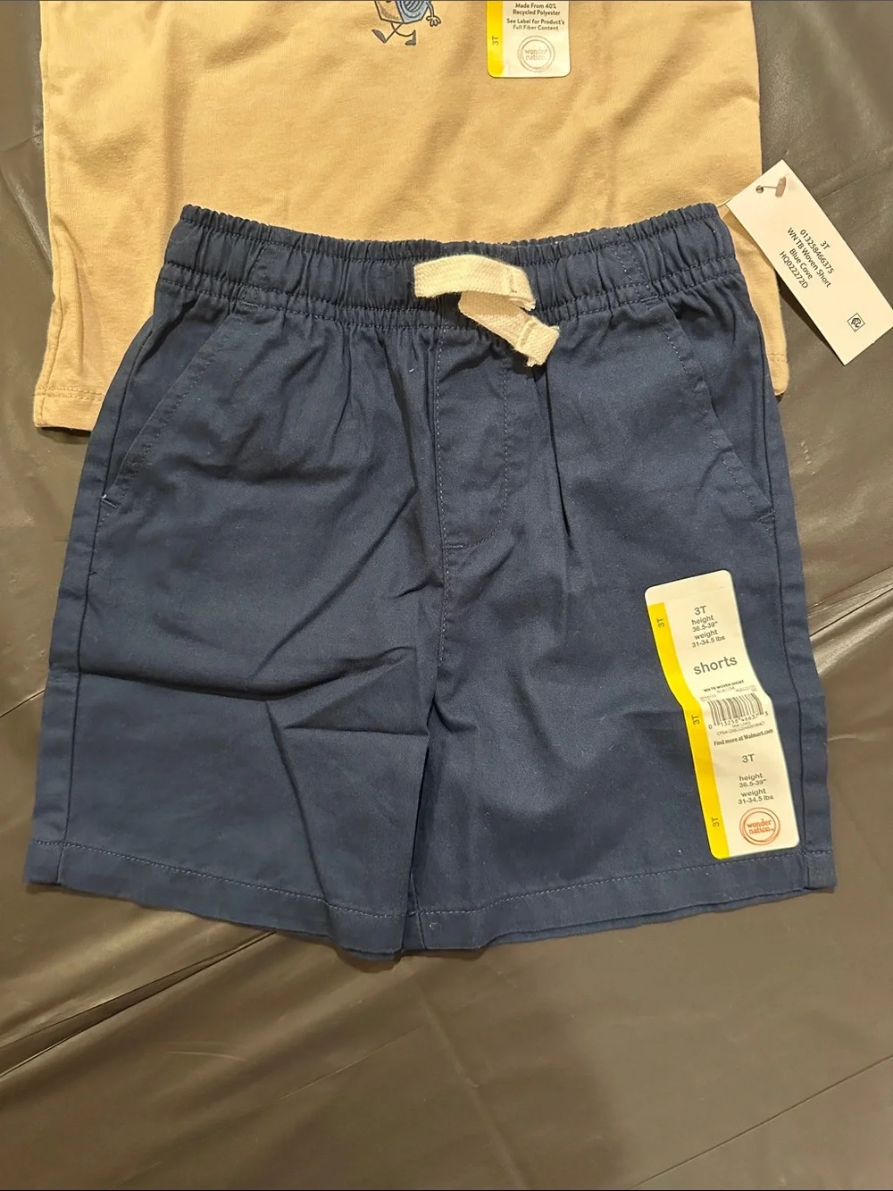 wonder nation Tan Tee with Navy Shorts Set